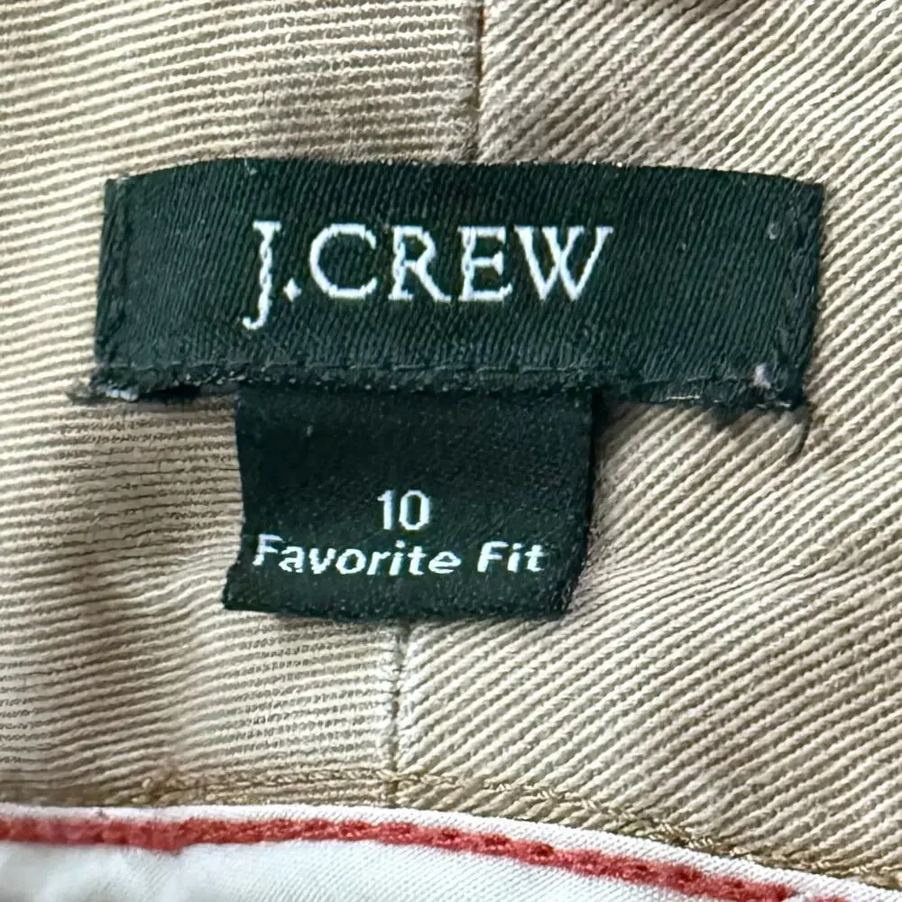 J Crew Favorite Fit Wide Leg Tan Cotton Khaki Pants 10